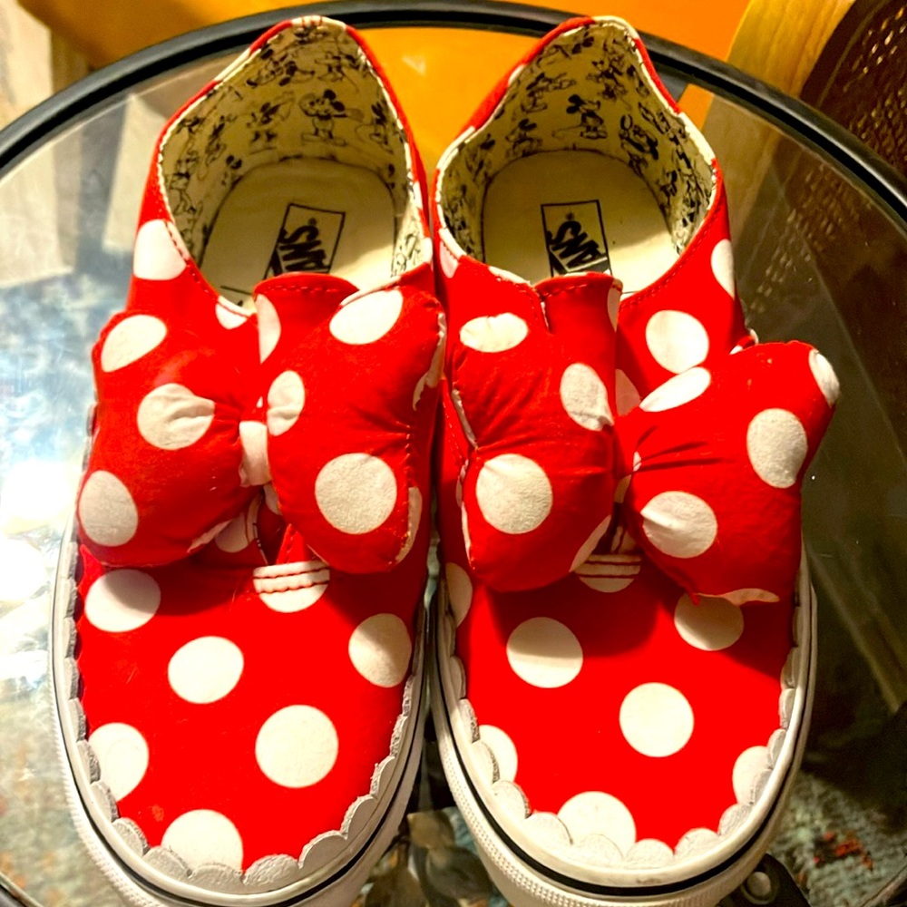 VANS size 3.5 girls Disney Slip-Ons   Worn once for a photo, perfect condition